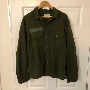Vintage US Military Wool Blend Cold Weather Field Shirt Size M Olive Green